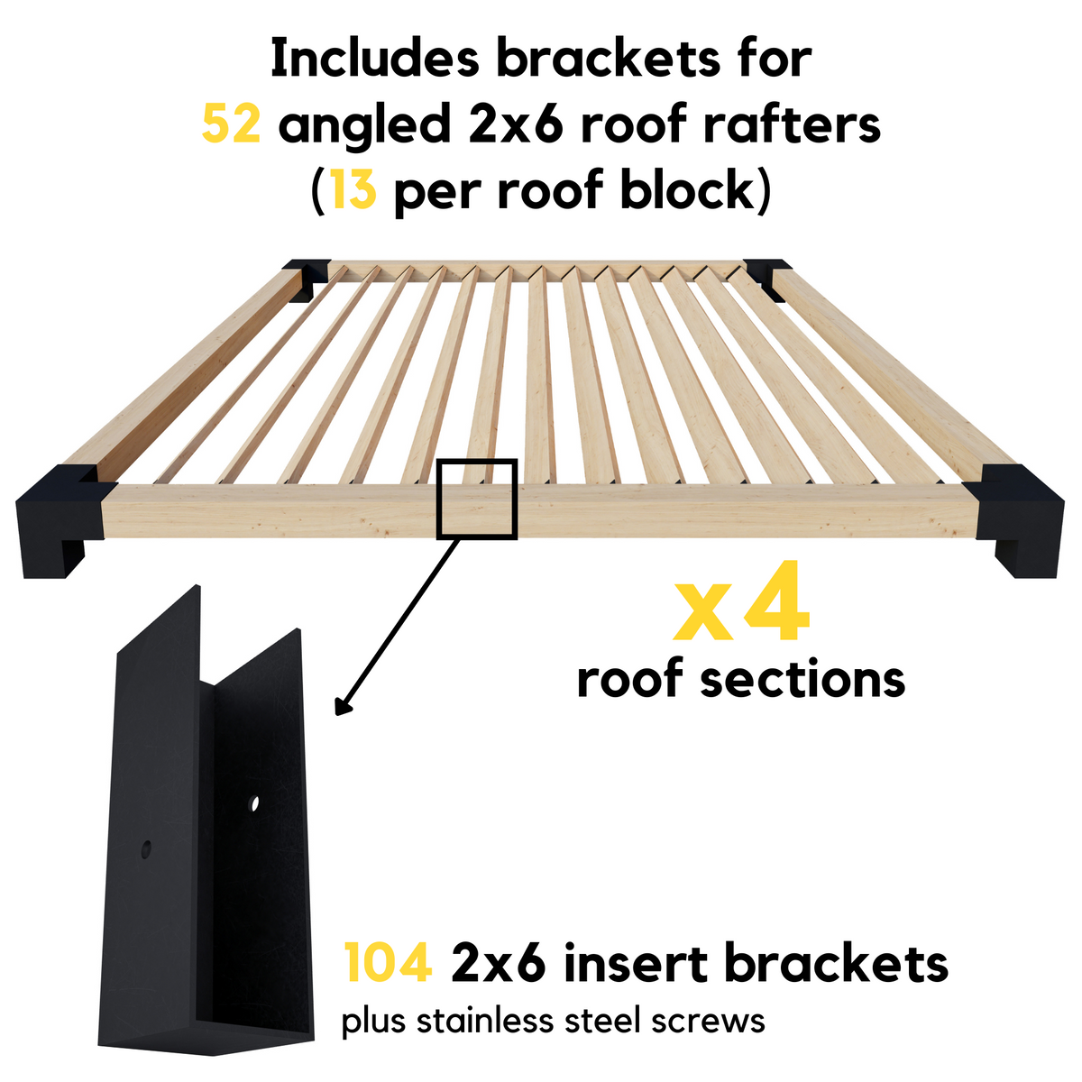 Ensemble de supports en bois 6x6 pour pergola