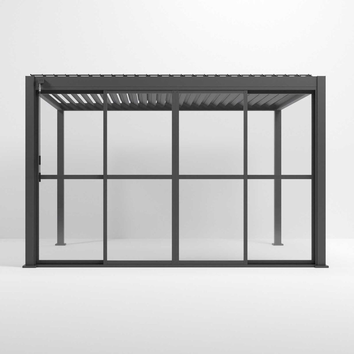 4M NOVA Titan – Système de portes coulissantes transparentes de style français en aluminium, gris graphite
