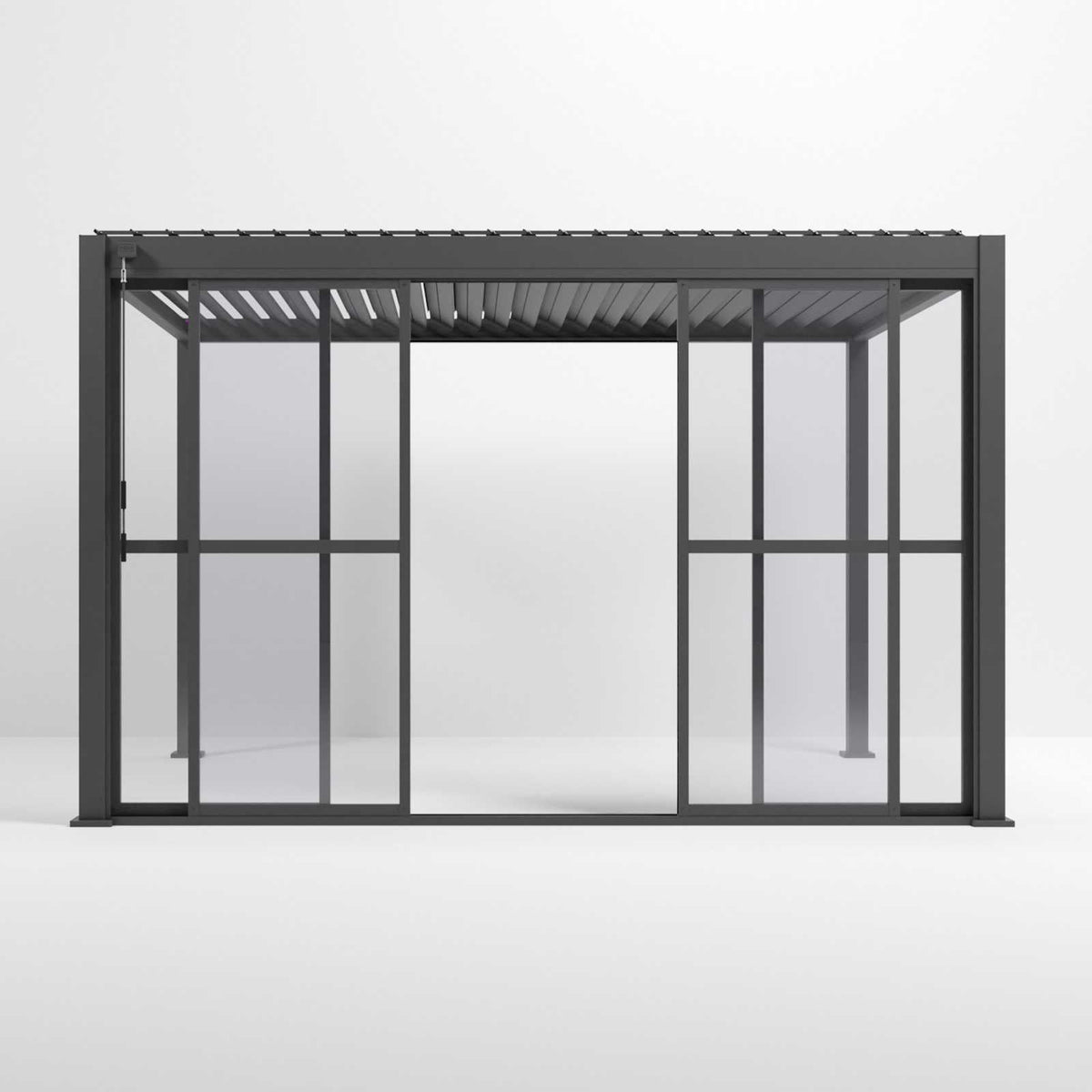 3.6M NOVA Titan – Système de portes coulissantes transparentes de style français en aluminium, gris graphite