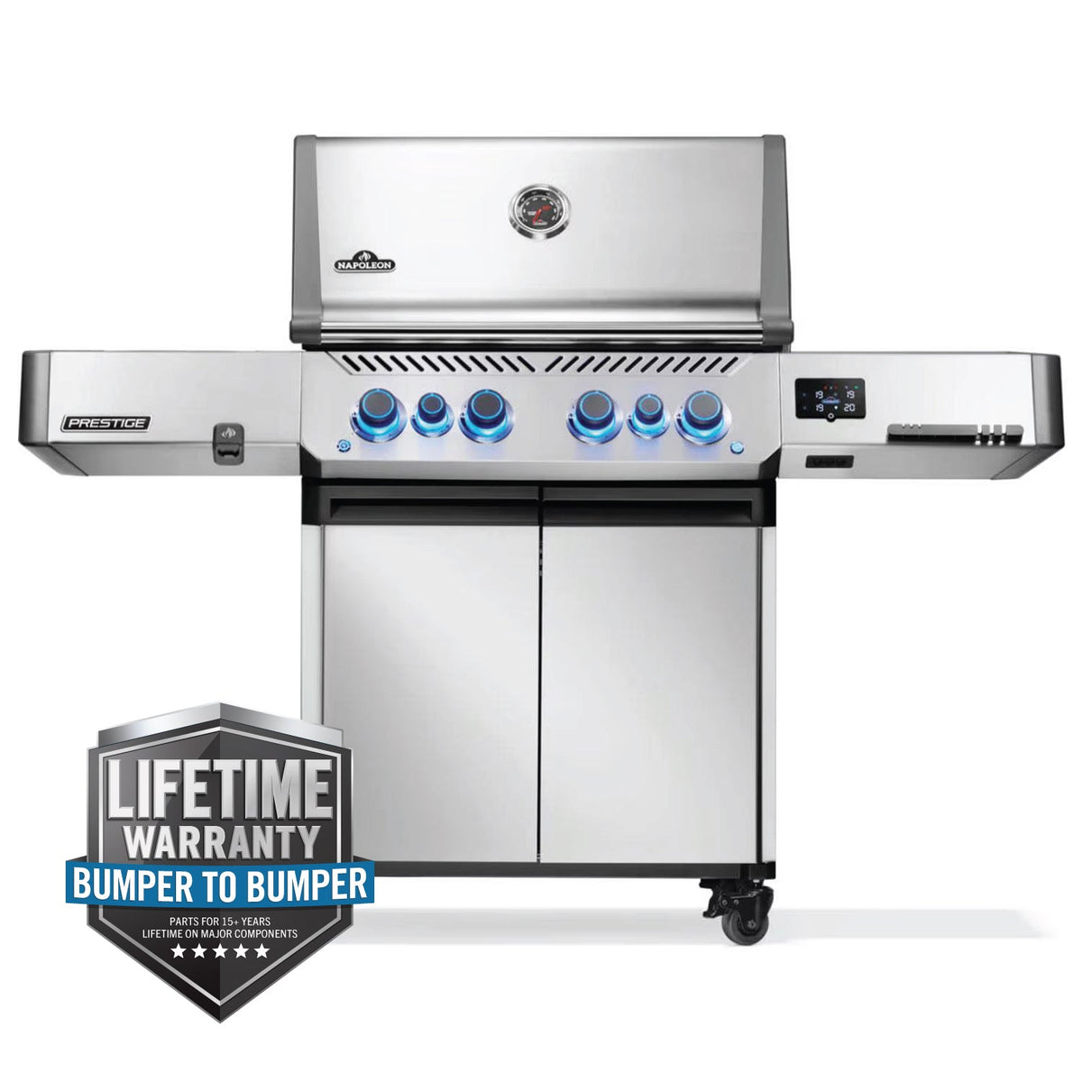 Napoleon Prestige 500 Connected RSIB – Barbecue 6 brûleurs avec brûleurs infrarouges latéral et arrière, acier inoxydable, WiFi & Bluetooth