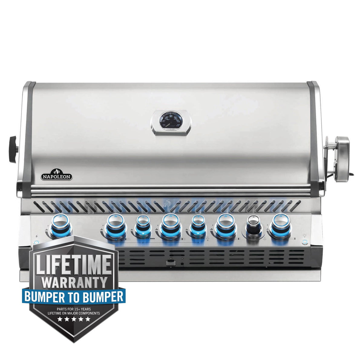 Napoleon Built-in Prestige PRO 665 RB – Barbecue encastrable 7 brûleurs avec brûleur infrarouge arrière, acier inoxydable