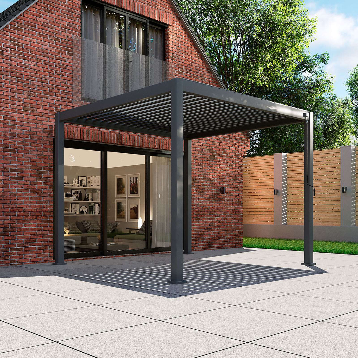 NOVA TITAN – Pergola carrée 3.6m x 3.6m – gris (modèle 2026)