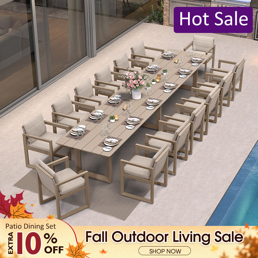 PURPLE LEAF Caesar – Ensemble repas extérieur haut de gamme en aluminium avec table, chaises, coussins épais amovibles oléfine et oreillers