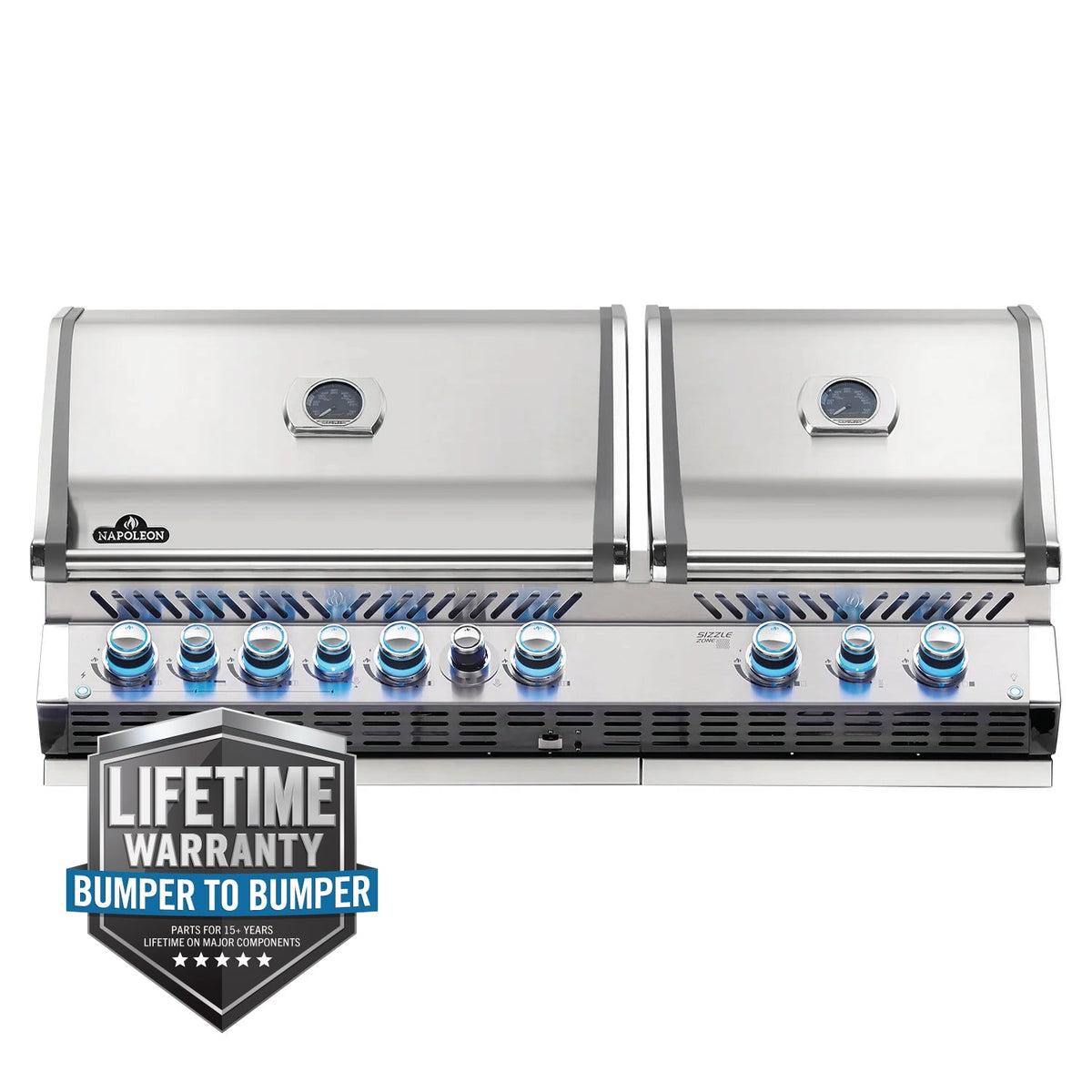 Napoleon Built-In Prestige PRO 825 RBI – Barbecue encastrable 9 brûleurs avec brûleurs infrarouges inférieur et arrière, acier inoxydable