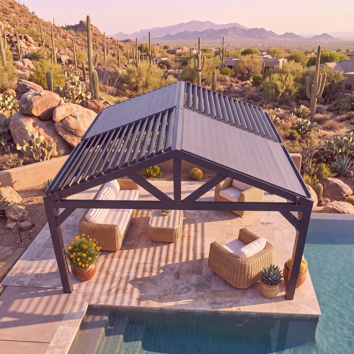 Ridgeline 14x14 – Pergola en acier à lames orientables