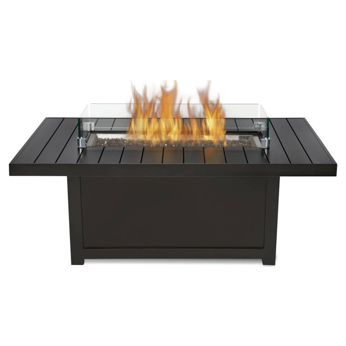 St. Tropez – Table Patioflame rectangulaire avec pare-vent en verre