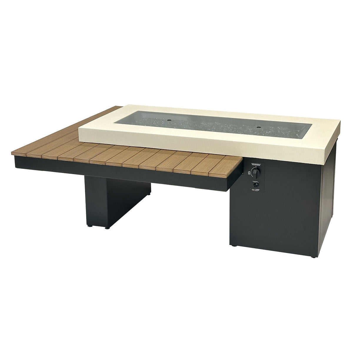 Uptown Antique Mahogany – Table brasero linéaire à gaz avec pare-feu en verre – UPT-1242-AMH/GG-1242
