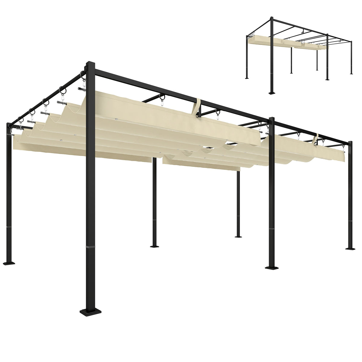 Pergola 19' x 10' avec toile rétractable, Cream White
