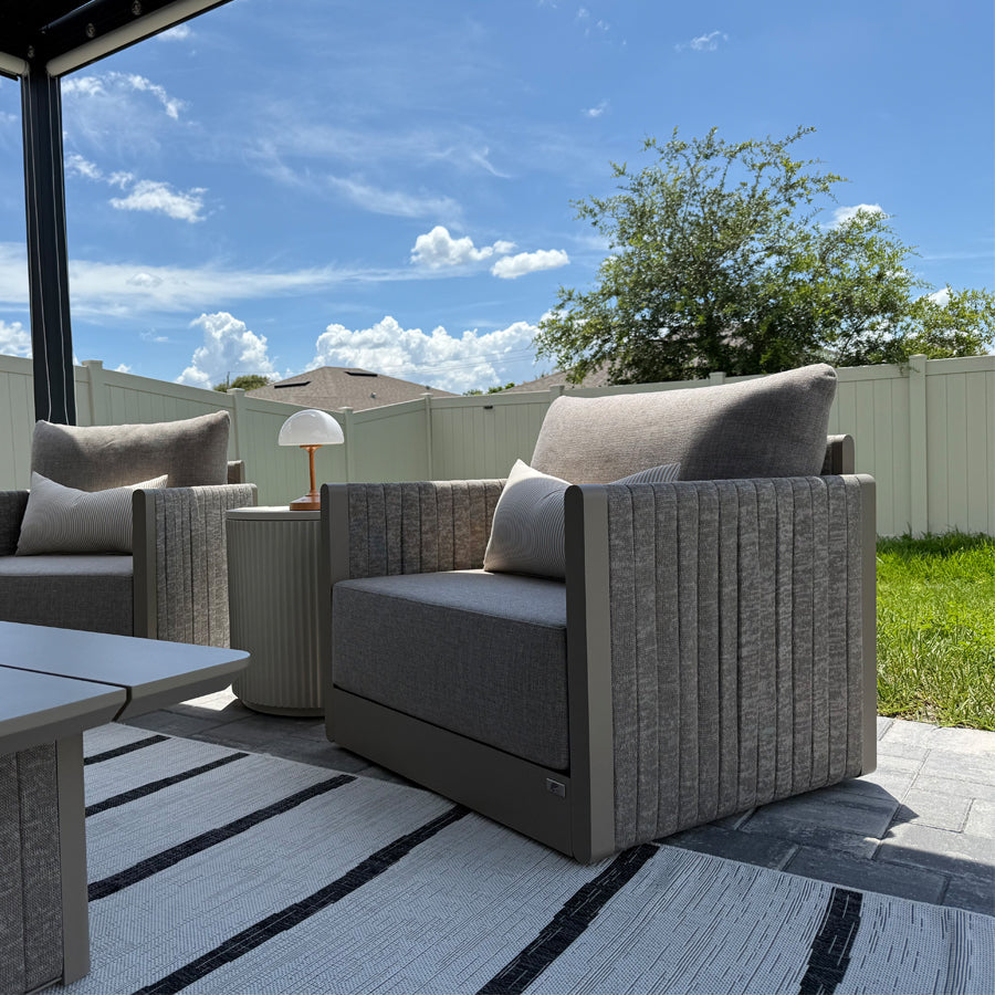 PURPLE LEAF Sanori Classical – Ensemble salon de terrasse beige sans table avec coussins pour terrasse