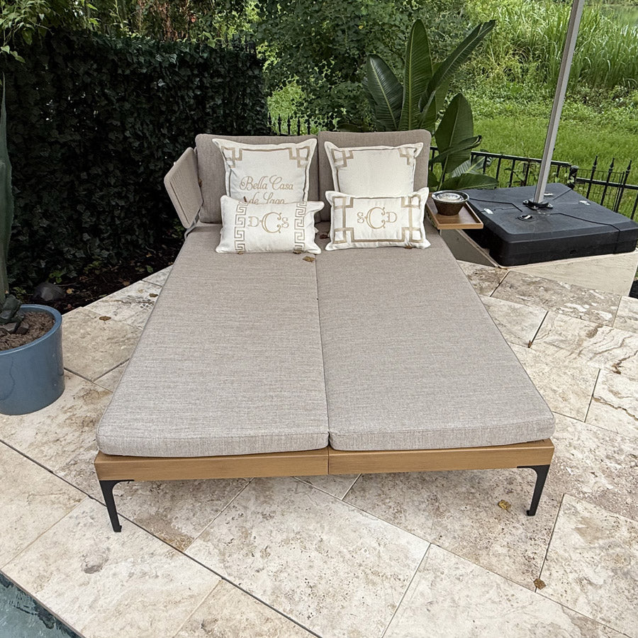 PURPLE LEAF Sicilia Classical – Canapé d’angle extérieur modulaire avec coussins Oatmeal Greige, configuration flexible pour espaces commerciaux