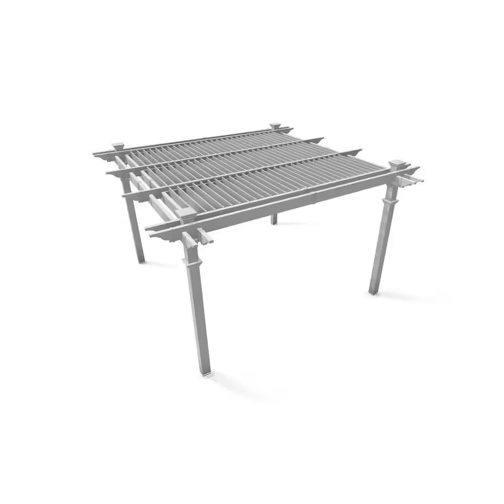 Camelot – Pergola à lames orientables en vinyle 144"L X 144"W X 104"H, blanche, VA42070