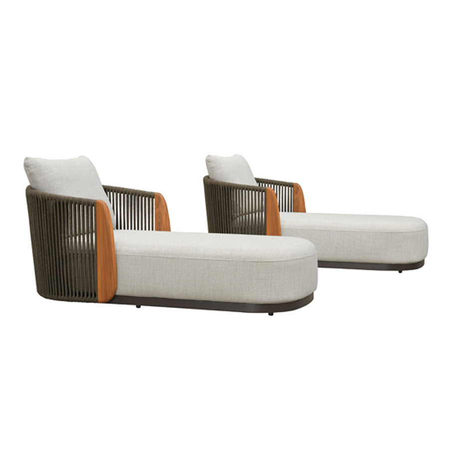 PURPLE LEAF Hailar – Chaise longue de terrasse haut de gamme en oléfine, aluminium et accoudoirs en teck pour terrasse, piscine et jardin