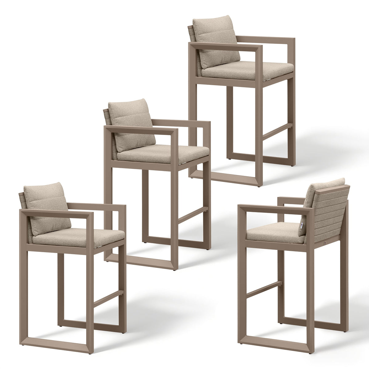 PURPLE LEAF Caesar – Tabourets de bar modernes en aluminium avec coussins amovibles pour cuisine, îlot extérieur et jardin