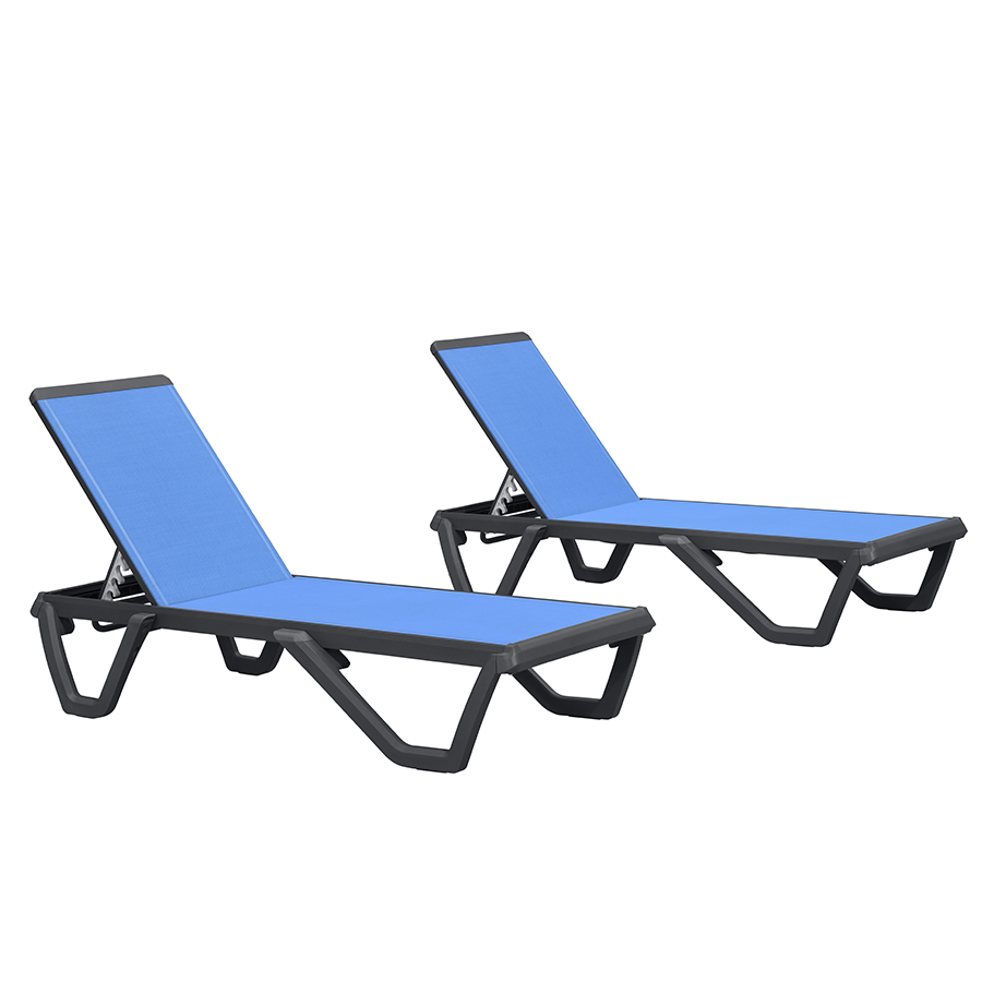 PURPLE LEAF – Chaise longue extérieure à 5 positions avec structure en aluminium et assise en Textilene, légère et durable pour terrasse et piscine
