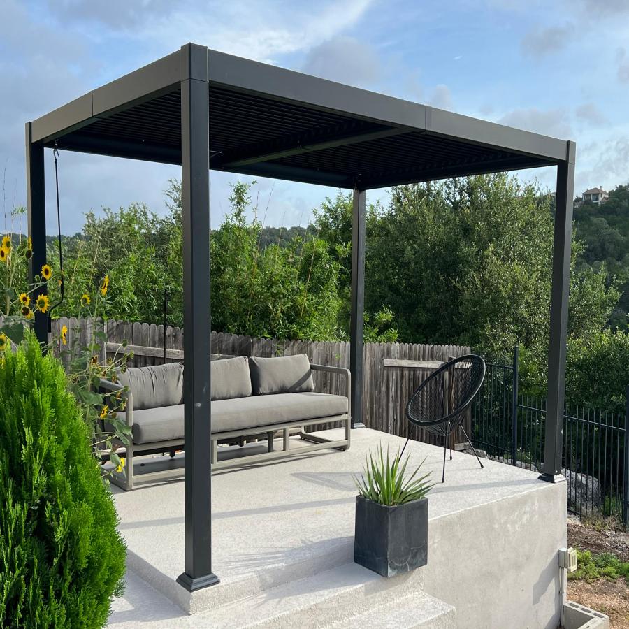 PURPLE LEAF Caesar – Pergola extérieure à lames orientables avec toit rigide réglable, gris
