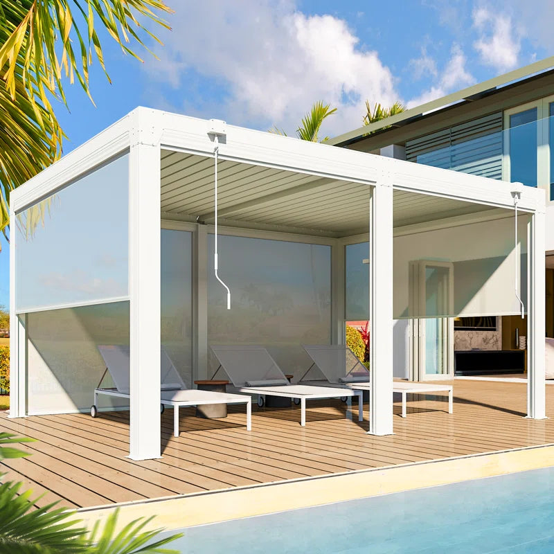 Erommy – Pergola extérieure en aluminium à lames orientables avec toit réglable
