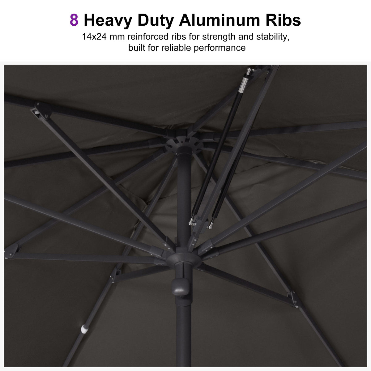 PURPLE LEAF – Parasol de marché haut de gamme renforcé, commercial, hydraulique et semi-automatique pour terrasse
