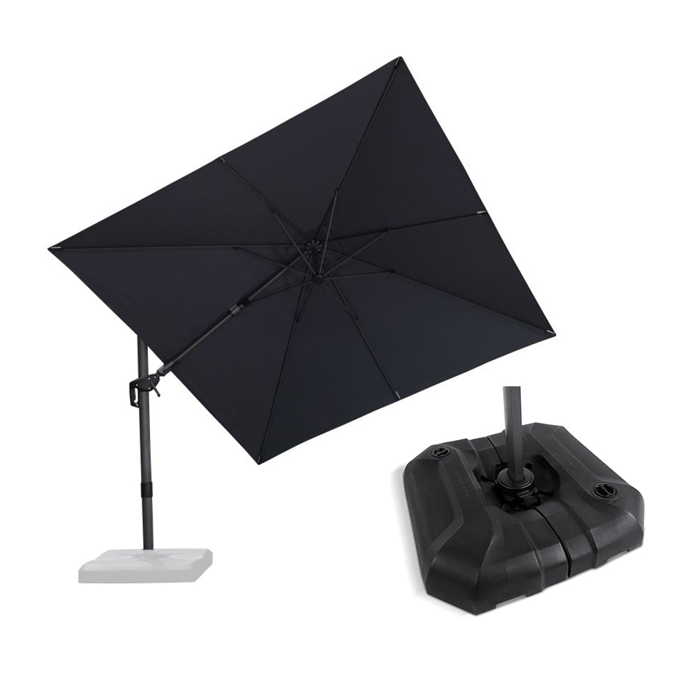 PURPLE LEAF – Parasol de terrasse déporté avec inclinaison latérale, base, support et rotation 360°