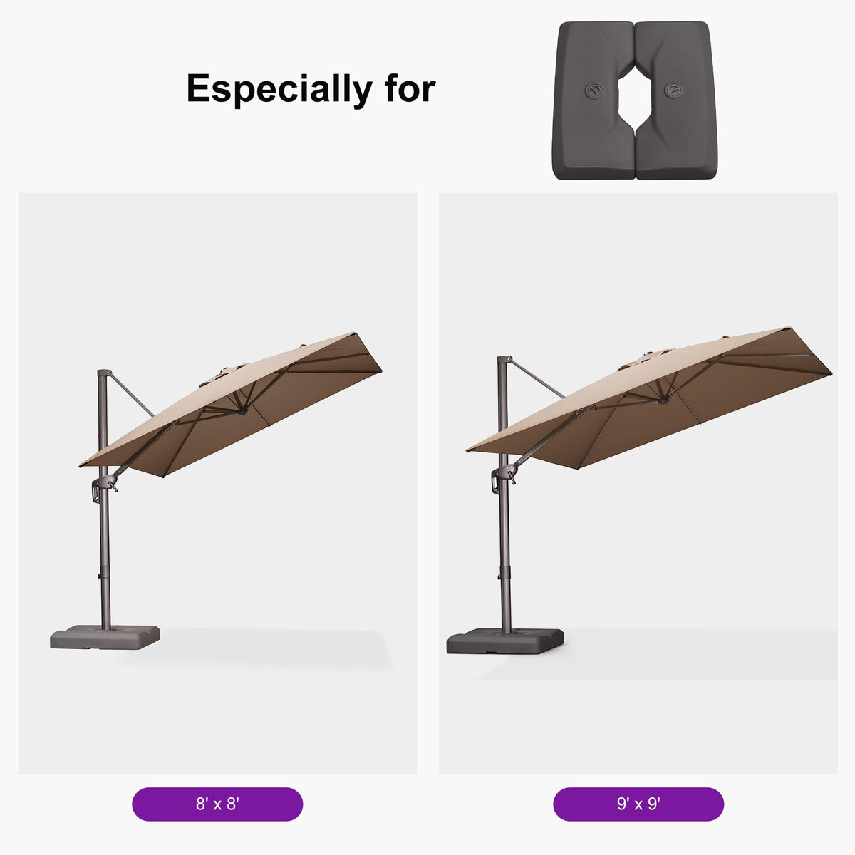 PURPLE LEAF – Base lestée ZY02XGTBS-75 pour parasol déporté à structure en aluminium bronze