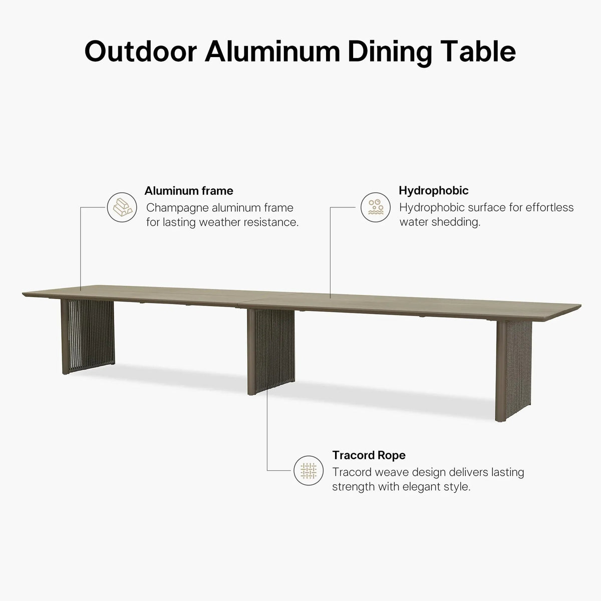 PURPLE LEAF Hailar – Ensemble repas extérieur familial avec table et chaises de terrasse en aluminium et coussins en oléfine