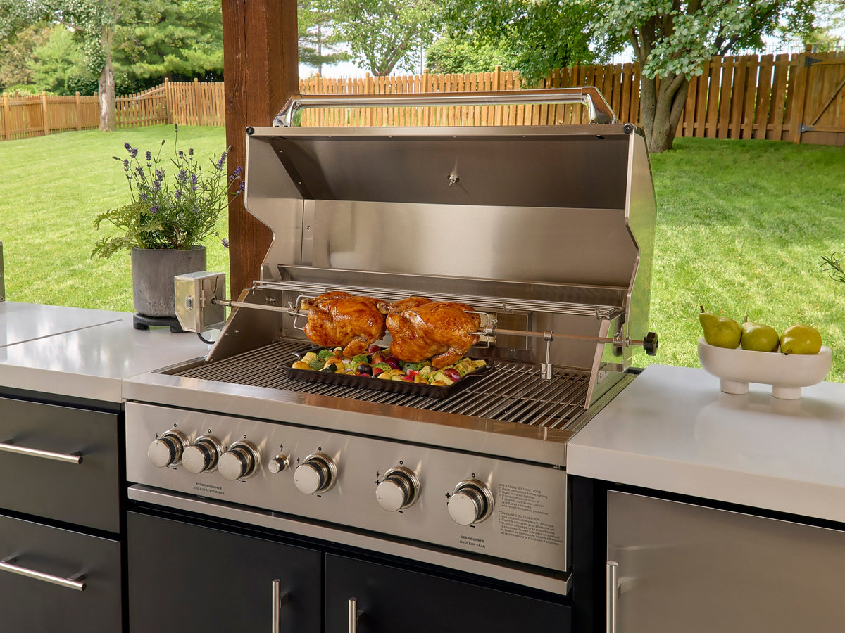Emory | Îlot de cuisine extérieure 12-Foot avec barbecue encastrable et four à pizza
