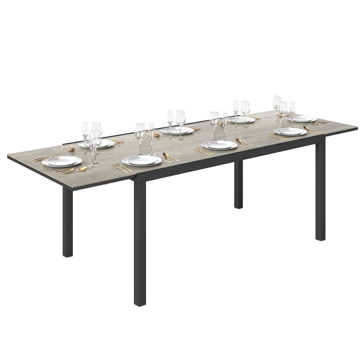 Table à manger de terrasse extensible 63"-94.5" pour 6-8 personnes