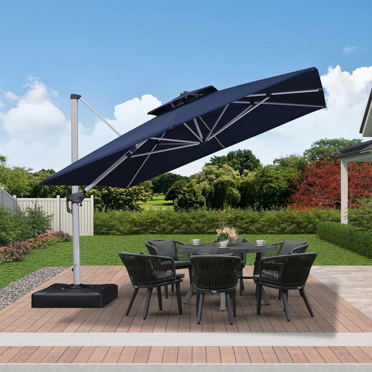 PURPLE LEAF – Parasol extérieur coupe-vent, parasol déporté carré pour terrasse