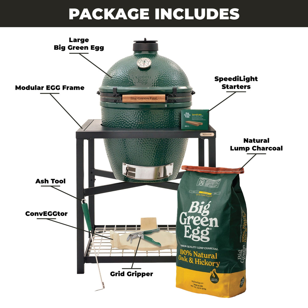 Large Big Green Egg + ensemble Modular Nest