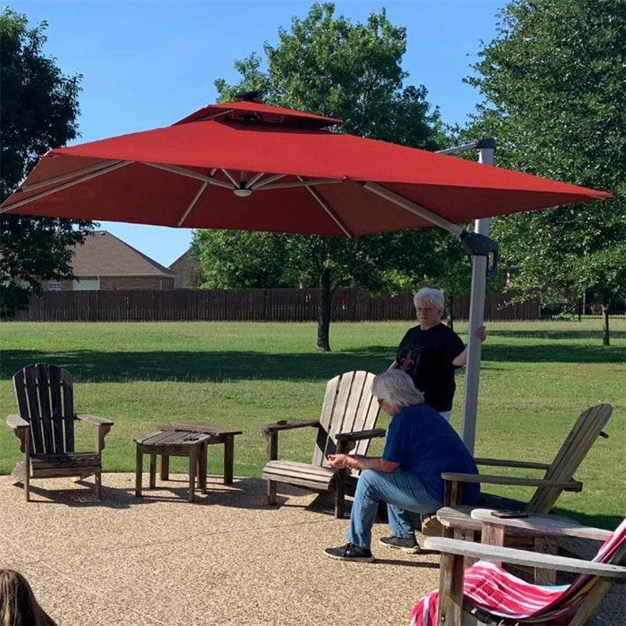 PURPLE LEAF – Parasol de terrasse rouge avec base, parasol extérieur déporté