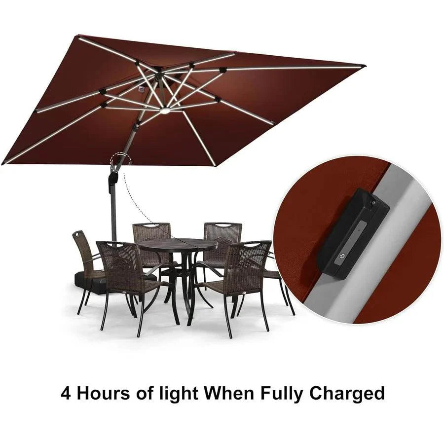 PURPLE LEAF – Parasol de terrasse rouge avec base, parasol extérieur déporté