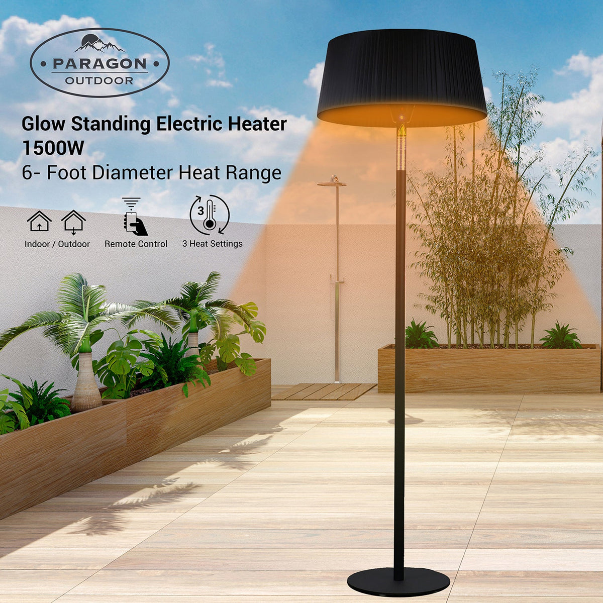 Paragon Outdoor GLOW – Lampe chauffante infrarouge autoportante noire – OH-E815B
