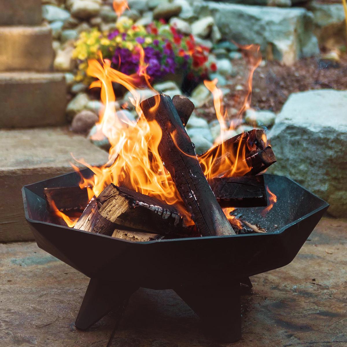 Iron Embers Polygon 3' – Ensemble brasero avec pare-étincelles, double porte