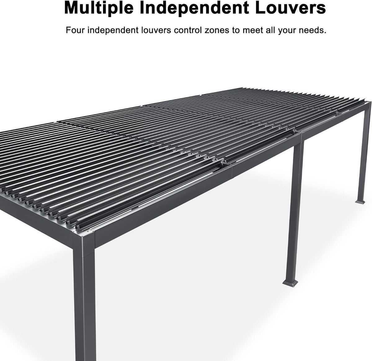 PURPLE LEAF Caesar – Pergola extérieure à lames orientables avec toit rigide réglable, gris