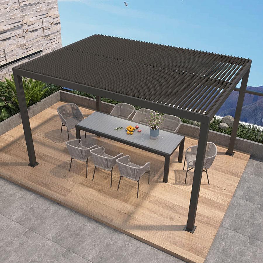 PURPLE LEAF Athena – Pergola extérieure à lames orientables avec toit métallique réglable bronze, pavillon de terrasse à toit rigide