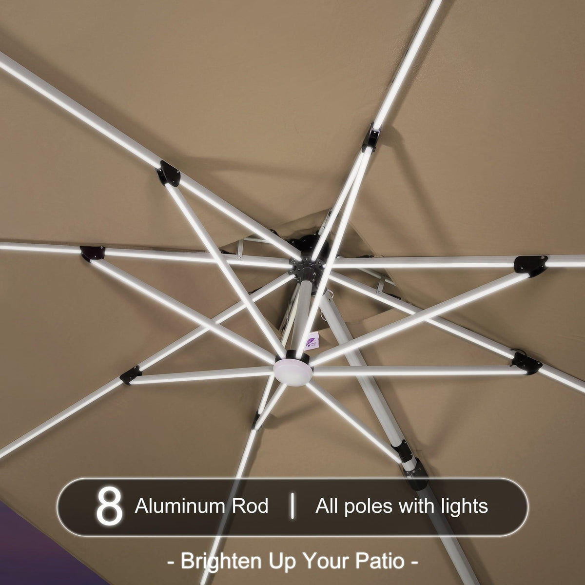 PURPLE LEAF – Parasol de terrasse rectangulaire à LED alimenté à l’énergie solaire avec éclairage