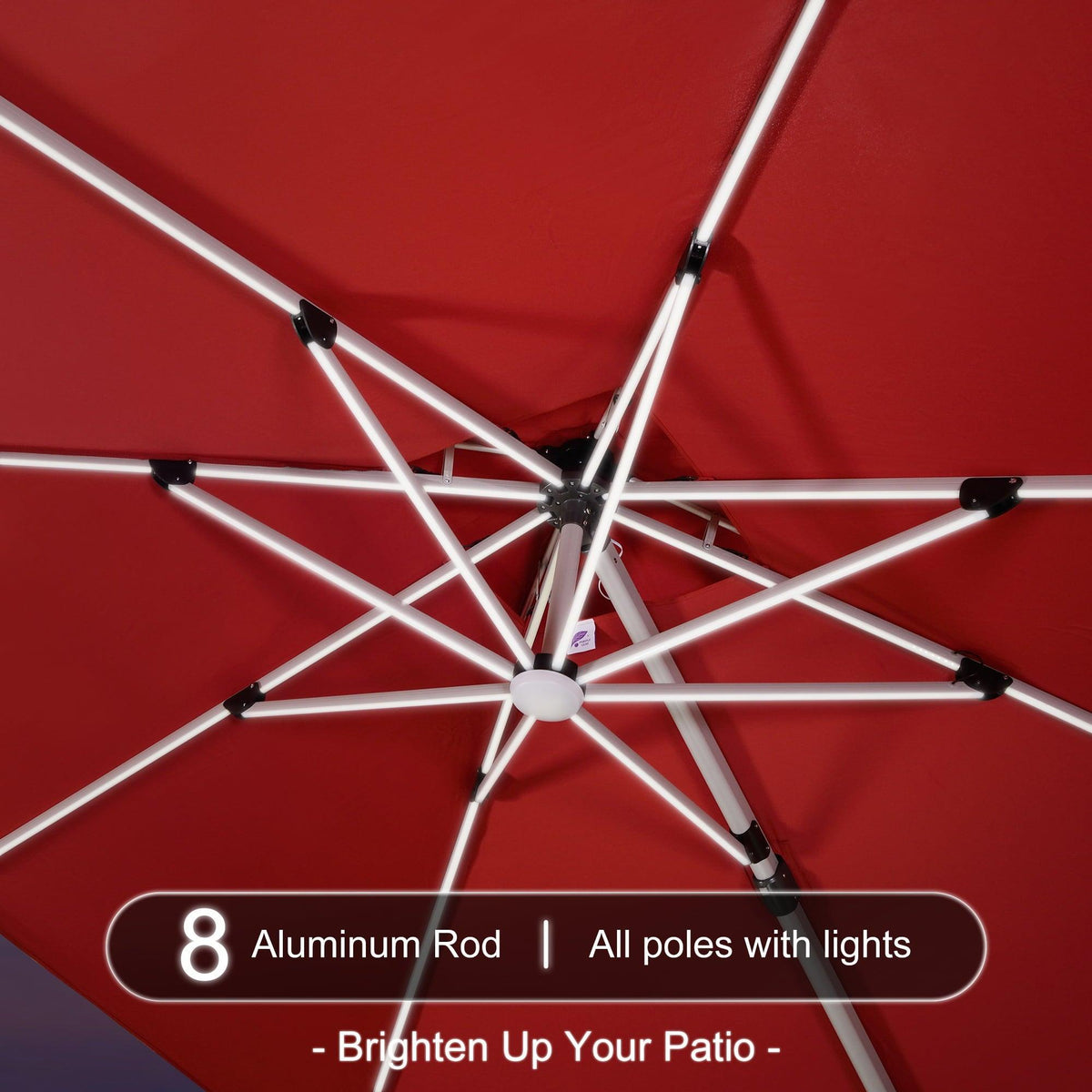 PURPLE LEAF – Parasol de terrasse rectangulaire à LED alimenté à l’énergie solaire avec éclairage