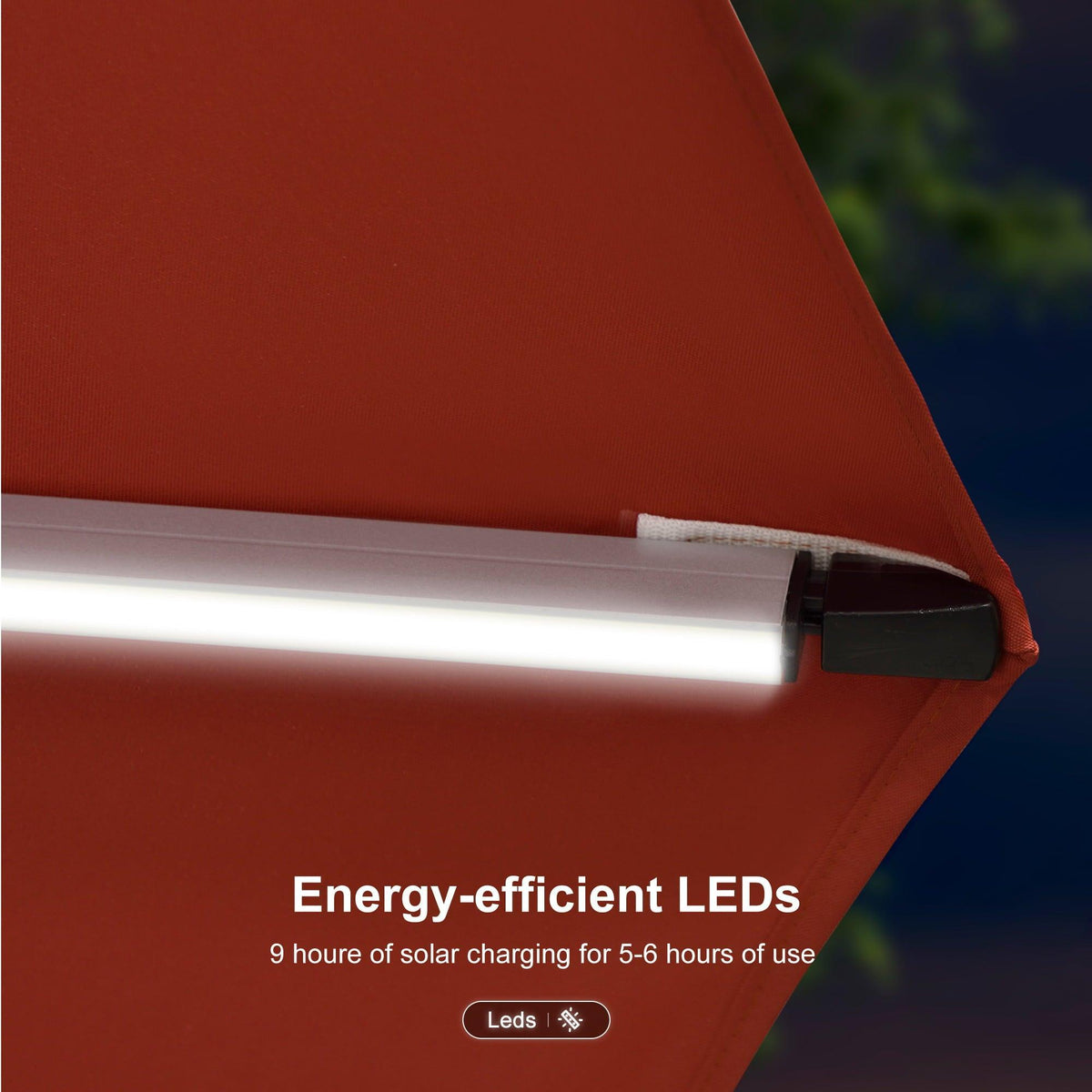 PURPLE LEAF – Parasol de terrasse rectangulaire à LED alimenté à l’énergie solaire avec éclairage