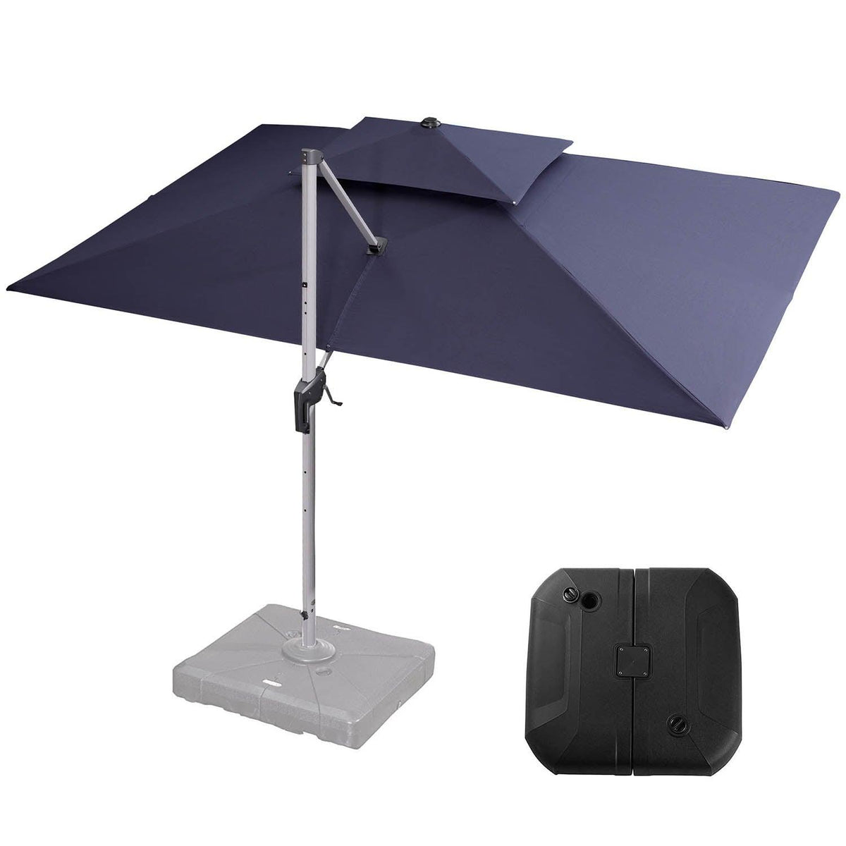 PURPLE LEAF – Parasol rectangulaire de terrasse avec ensemble de base