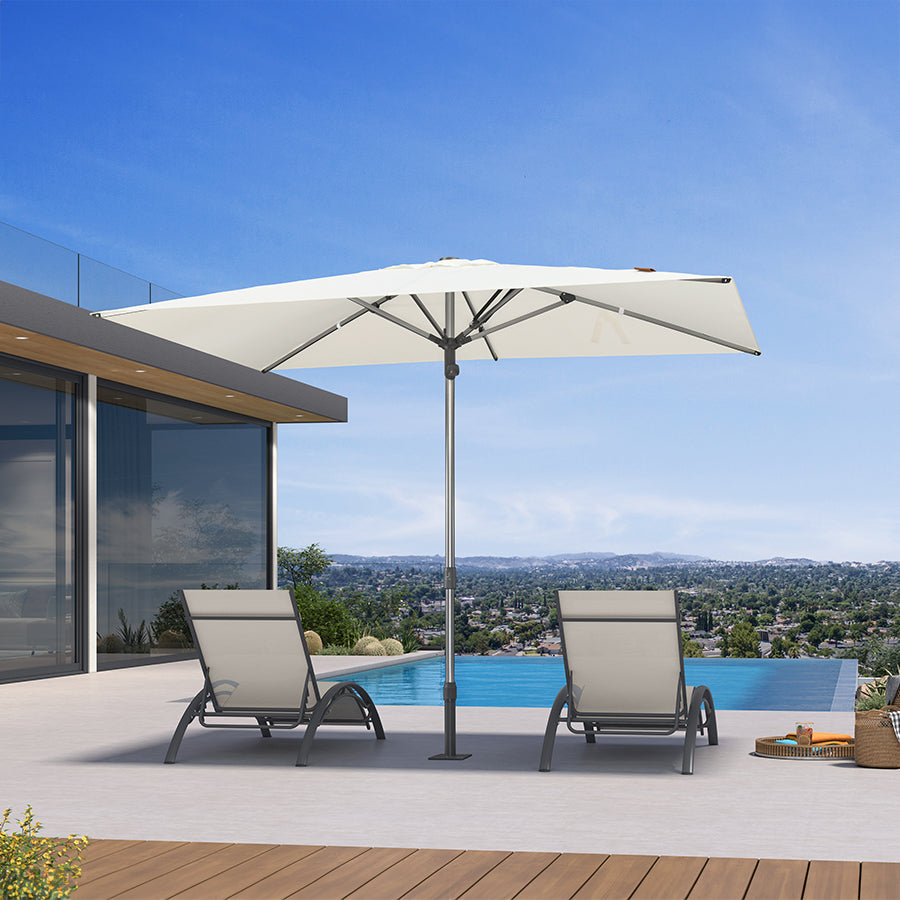 PURPLE LEAF – Parasol de terrasse semi-automatique extra-large Premium, modèle commercial pour jardin, café et hôtel
