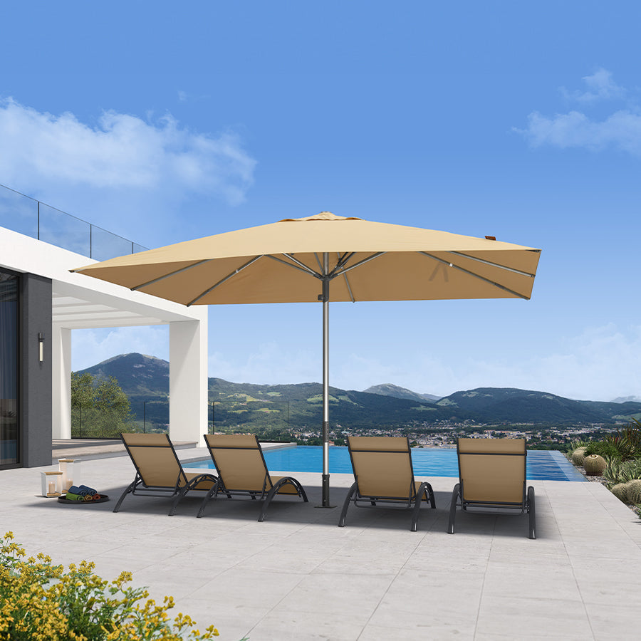 PURPLE LEAF – Parasol de terrasse semi-automatique extra-large Premium, modèle commercial pour jardin, café et hôtel