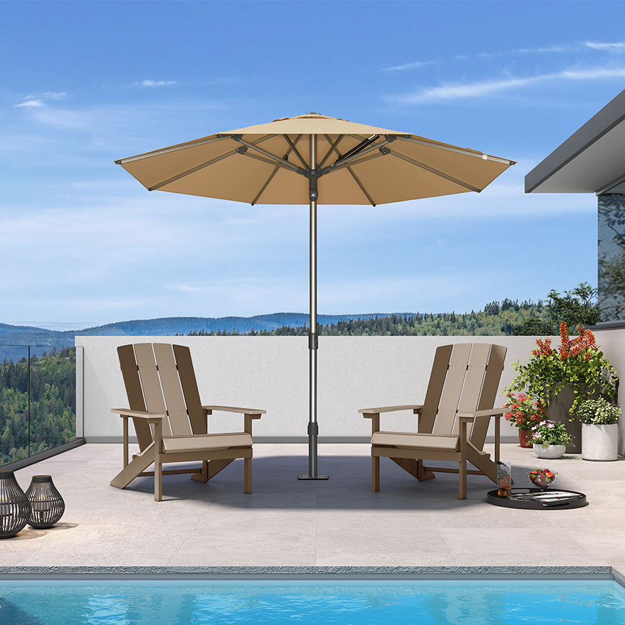 PURPLE LEAF – Parasol de terrasse semi-automatique extra-large Premium, modèle commercial pour jardin, café et hôtel