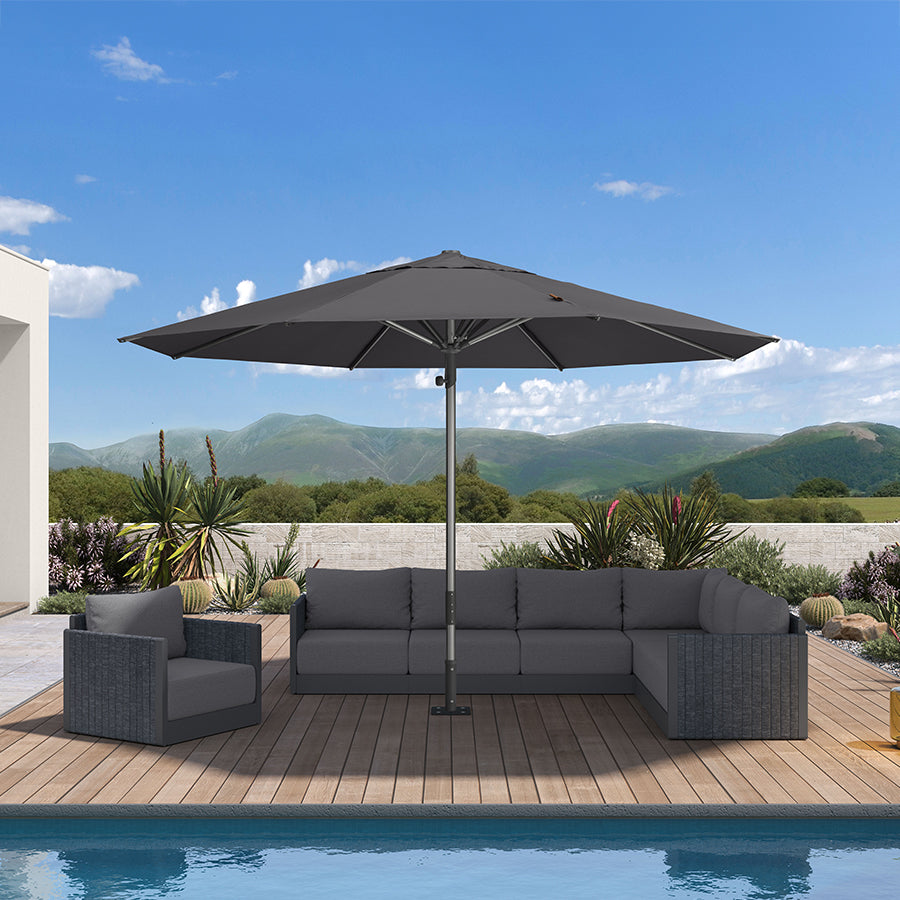 PURPLE LEAF – Parasol de terrasse semi-automatique extra-large Premium, modèle commercial pour jardin, café et hôtel