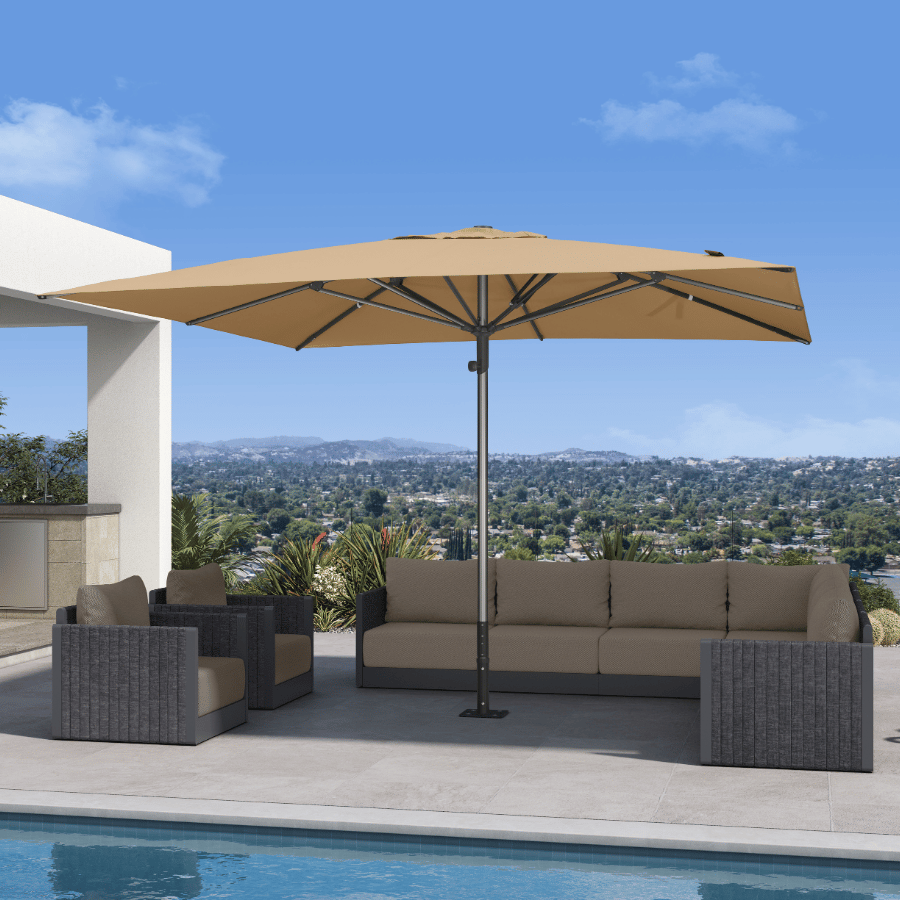 PURPLE LEAF – Parasol de terrasse semi-automatique extra-large Premium, modèle commercial pour jardin, café et hôtel
