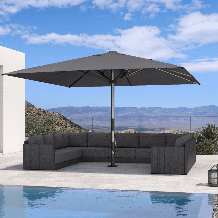 PURPLE LEAF – Parasol de terrasse semi-automatique extra-large Premium, modèle commercial pour jardin, café et hôtel