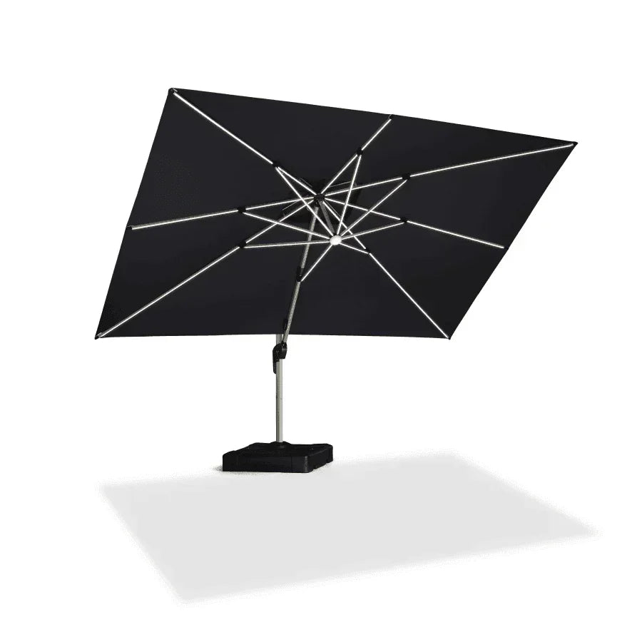 PURPLE LEAF – Parasol de terrasse rectangulaire à LED alimenté à l’énergie solaire avec éclairage