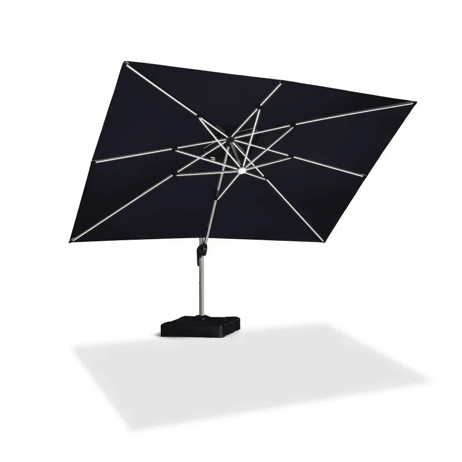 PURPLE LEAF – Parasol de terrasse rectangulaire à LED alimenté à l’énergie solaire avec éclairage