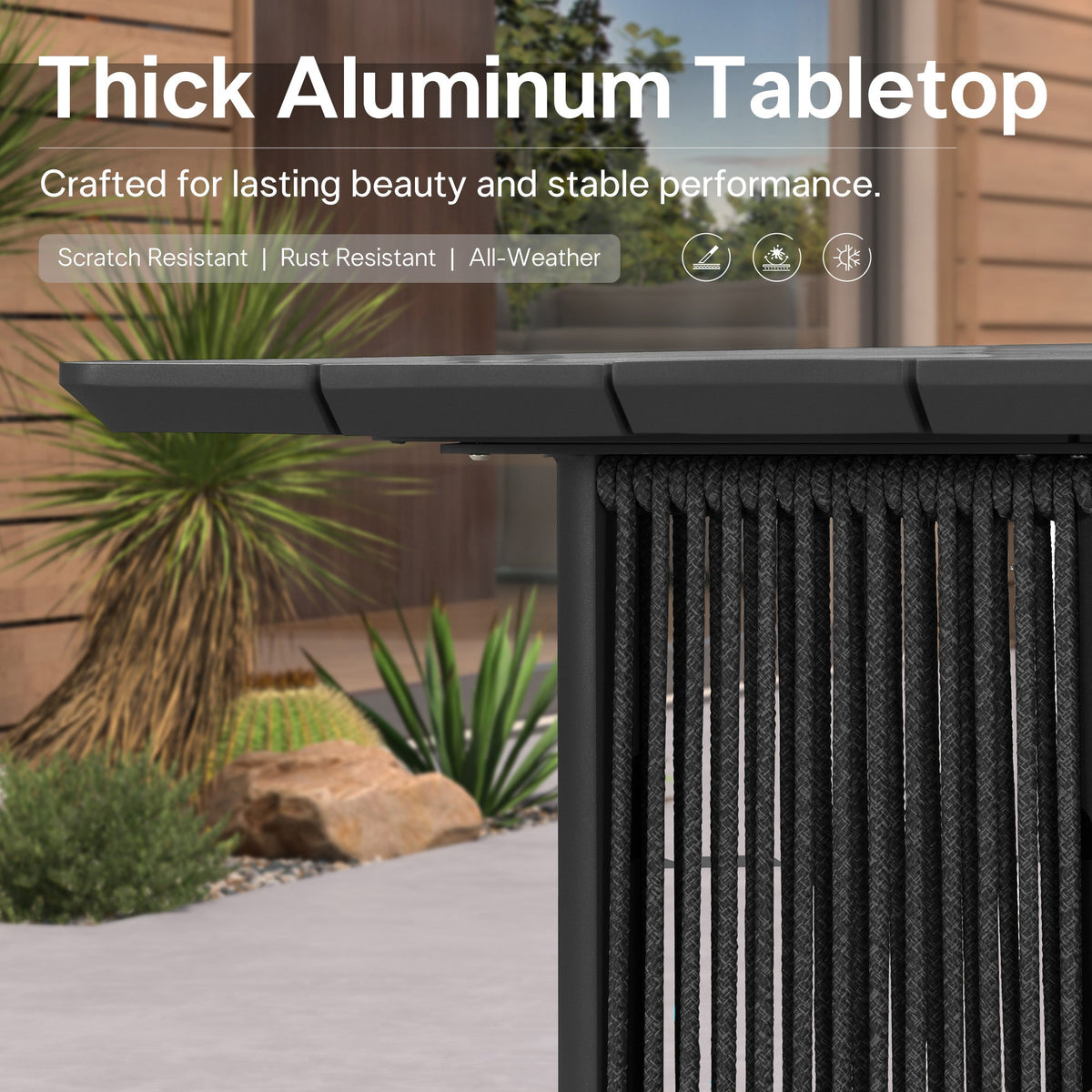 PURPLE LEAF Hailar – Ensemble repas extérieur familial avec table et chaises de terrasse en aluminium et coussins en oléfine