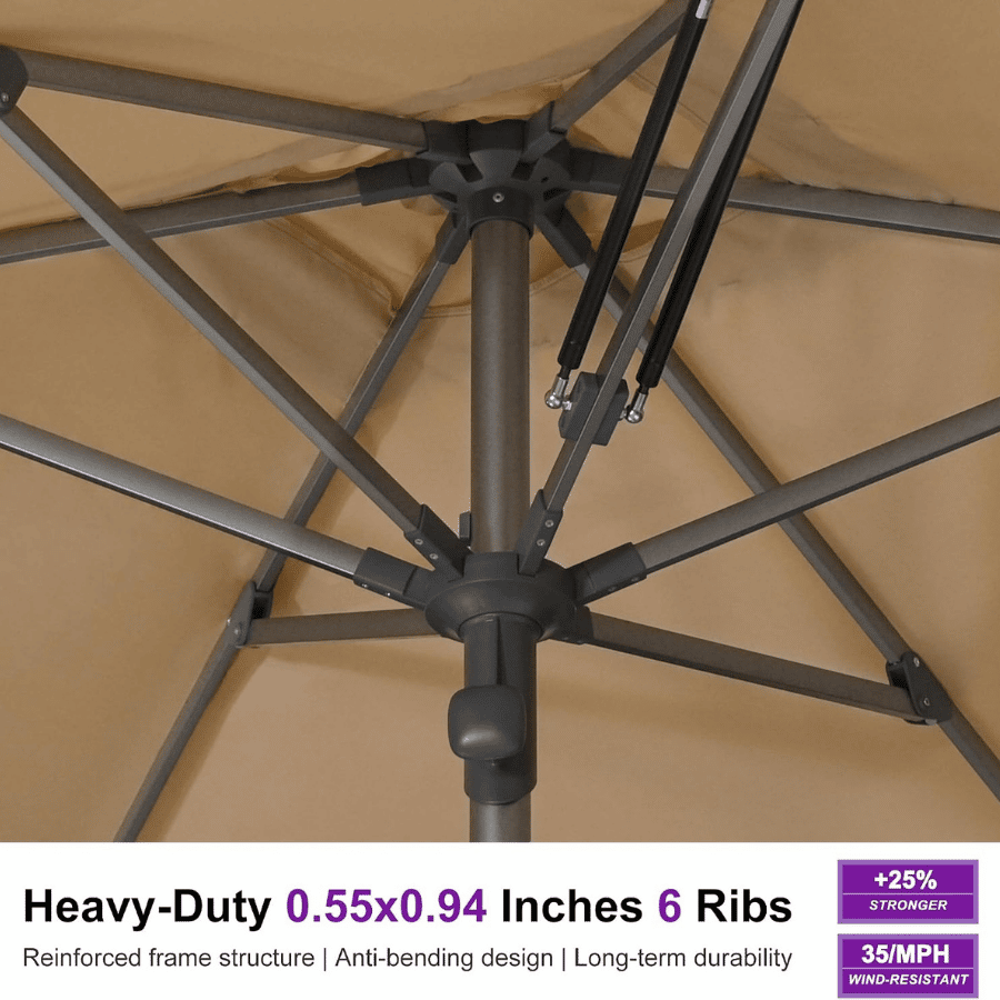 PURPLE LEAF – Parasol de terrasse semi-automatique extra-large Premium, modèle commercial pour jardin, café et hôtel
