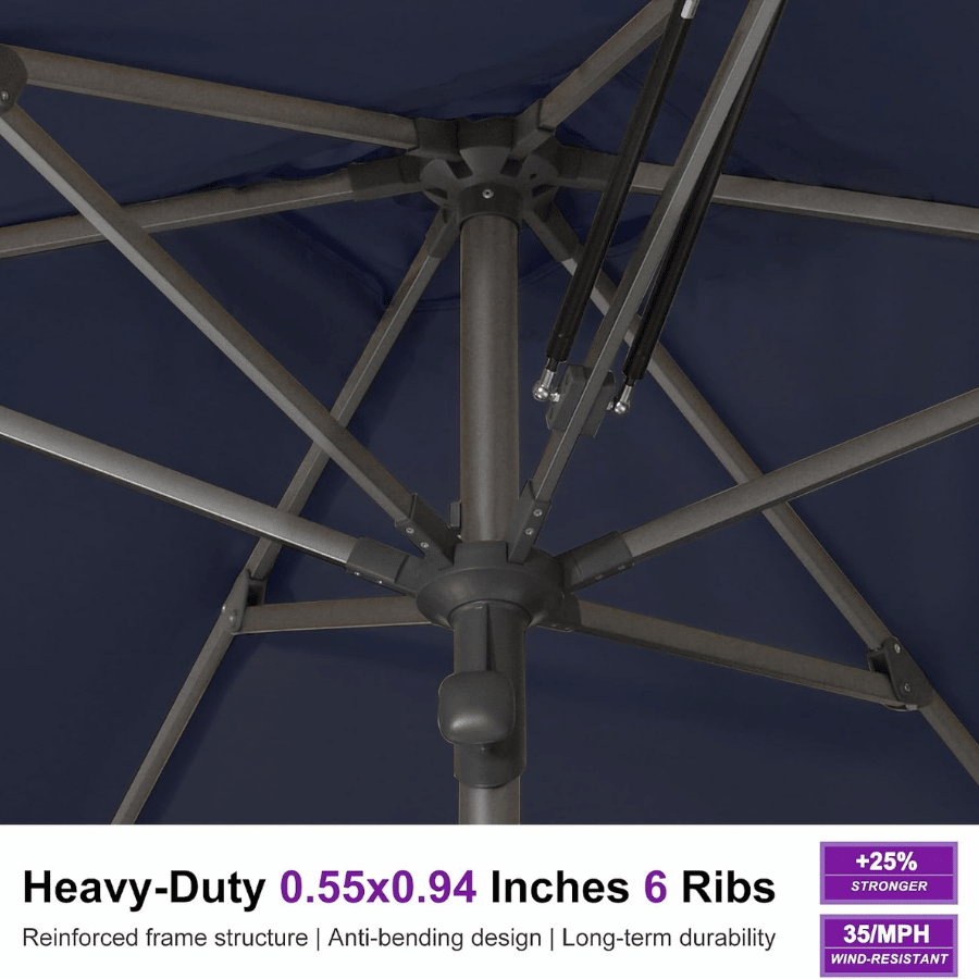 PURPLE LEAF – Parasol de terrasse semi-automatique extra-large Premium, modèle commercial pour jardin, café et hôtel