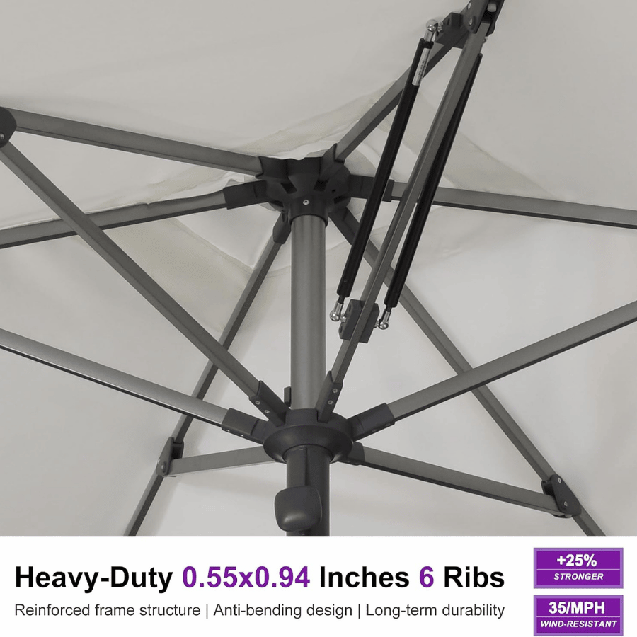 PURPLE LEAF – Parasol de terrasse semi-automatique extra-large Premium, modèle commercial pour jardin, café et hôtel